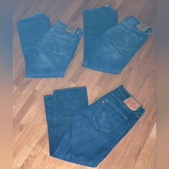 3PR MENS LEVIS 501 BUTTON FLY BLUES JEANS SIZE 34 X 34 NO SEPARATING - Picture 2 of 12